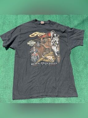 Vintage 1999 Harley Davidson South Dakota Tee T-Shirt Biker Black Hills Rally Me